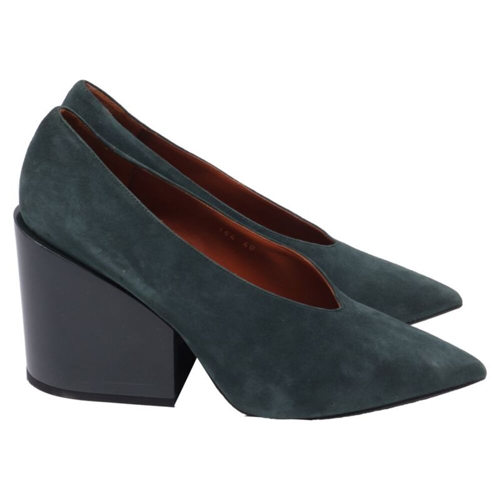 Acne Studios Alvara Pointed-Toe Pumps in Olive Suede